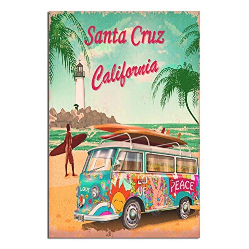 WSNBB Vintage Poster Santa Cruz California Retro Poster Canvas Art Poster Picture Modern Office Family Bedroom Decorative Posters Gift Wall Decor Painting Posters 12Ã—18inchs(30Ã—45cm)
