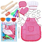 3 otters 27pcs Kids Chef Set, Kids Baking Sets with Apron Chef Hat Chef Costume Dress Up Chef Outfit...