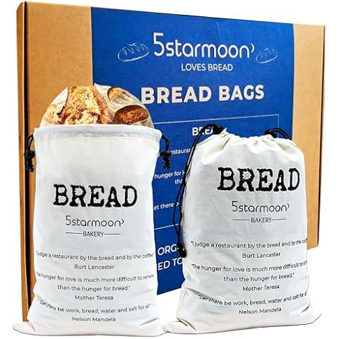 Organic Cotton Drawstring Bread Bags, Pack of 2 Cover