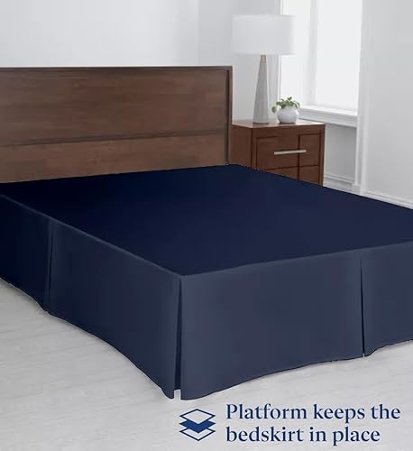 Miniatura 7 de Falda plisada de lujo para cama King, caída a medida de 16 pulgadas, fácil ajuste, volantes plisados contra el polvo, 100% microfibra, calidad de