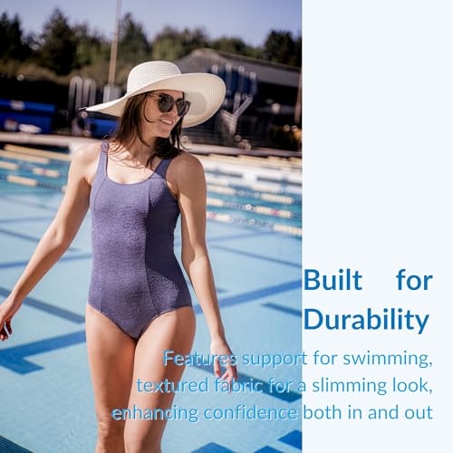 Sporti Women Tummy Control One Piece Swimsuit, Unique Textured High Neck One Piece Slimming Bathing Suits for Training Sports4