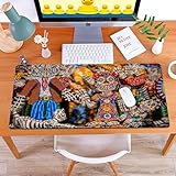 MYAUEYSU Alfombrilla de ratón para 30x80 cm,Calaveras mexicanas pintadas con Figuras geométricas y Coloridas,Grande,con Base de Goma y Bordes cosidos,Alfombrilla para,PC,portátil,Escritorio