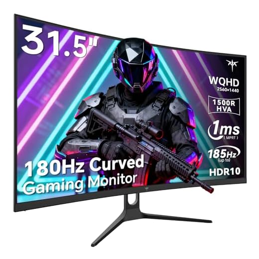 KTC 32 Inch Curved Gaming Monitor, 2K 180Hz Computer Monitor, Up to 185Hz, QHD 1500R PC Monitor 1ms with Adaptive Sync, DisplayPort/HDMI/USB, VESA Wall Mount, Tilt Adjustable, H32S5