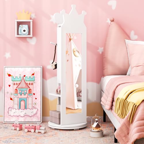 RELAX4LIFE 4 in 1 Armadietto Portagioie per Bambini, Specchio da