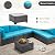 CANMOV 7 Pieces Patio Furniture Sets, All Weather Outdoor Patio Conversation Set, PE Wicker Rattan Sectional Sofa Couch Glass Coffee Table Washable Cushions, Peacock Blue