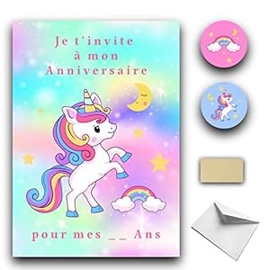 RXLITE NOUVEAUTE KIT CREATIF DE 10 CARTES D’INVITATION ANNIVERSAIRE A GRATTER THEME LICORNE ARC EN CIEL EN FRANCAIS: 10…