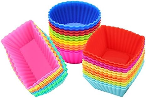 Silicone Cupcake Muffin Baking Cups Liners 36 Pack Reusable Non-Stick Cake Molds Sets