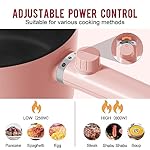 Topwit Hot Pot Electric, 1.5L Ramen Cooker, Portable Non-Stick Frying Pan, Electric Pot for Pasta, Steak, BPA Free, Electric Cooker with Dual Power Control, Over-Heating & Boil Dry Protection, Pink - Image 2