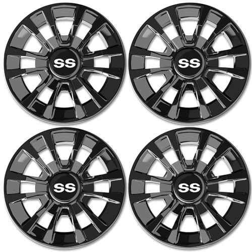 ENEKERP Golf Cart SS Wheel Covers Hub Caps Golf Cart 8 Inch Wheel Hubcaps for Club Car EZGO Yamaha and Most Golf Carts (Except RXV) 6-Spoke Design Set of 4 Golf Cart Black Hubcaps Wheel Covers
