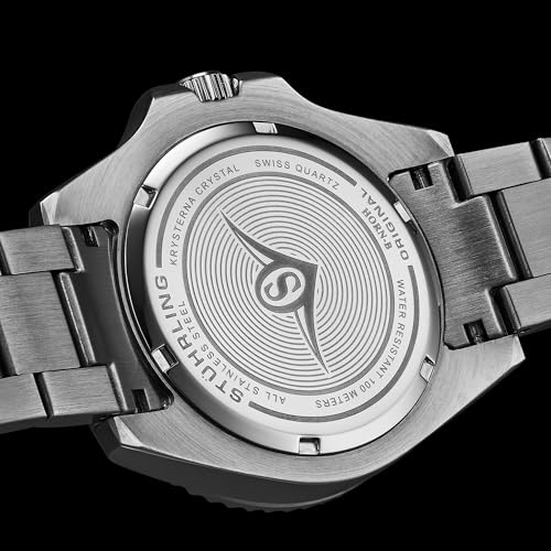 stuhrling depthmaster heritage diver swiss quartz watch 42mm teal dial stainless steel 100m water resistant