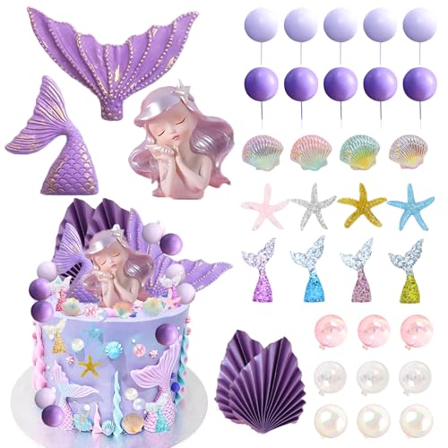 Mermaid Cake Topper 36 Pcs Under The Sea Mermaid Birthday