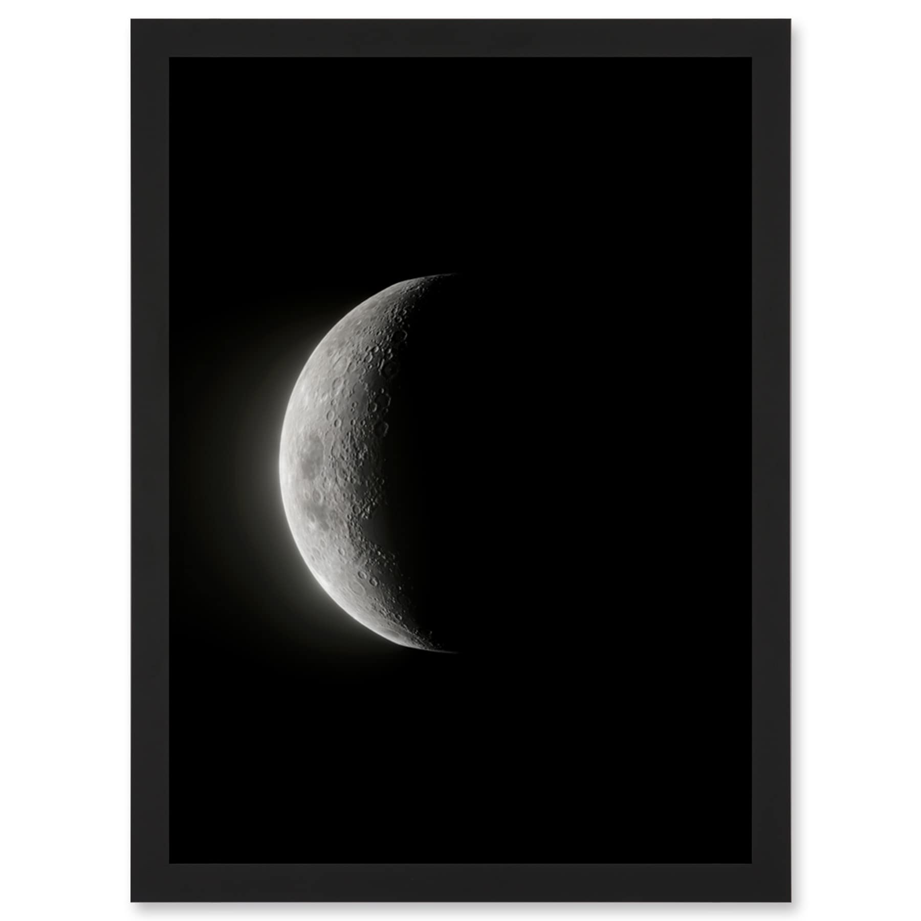 Artery8 Lunar Phases Moon Waning Crescent Space Astronomy Artwork Framed Wall Art Print A4