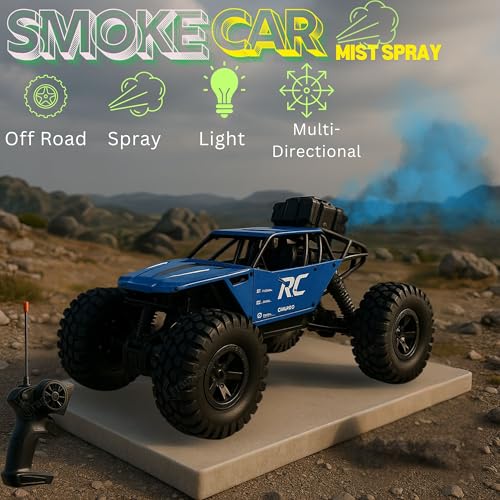 Image of GRAPHENE Remote Control Car 1:18 Rock Crawler Water Mist Spray High Speed RC Car Toys for Boys USB Rechargable 2WD Off Road Vehicle Toy Cars for Kids Best Birthday Gift - Multicolor