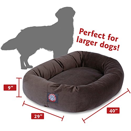 Image of Majestic Pet Villa 32 Inch Shredded Memory Foam Dog Bed for Medium Sized Dog 32x23x7 Inch-Orthopedic Pet Bed - Washable Medium Puppy Mat with Head Support-Navy