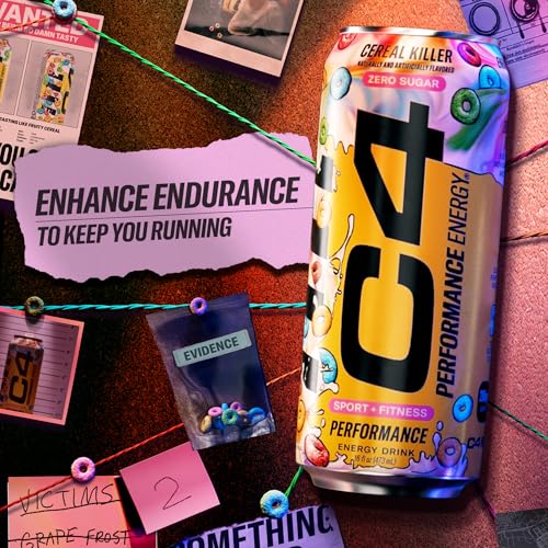 Image of C4 Energy Carbonated Zero Sugar Energy Drink, Pre Workout Drink + Beta Alanine, Cereal Killer, 16 Fl Oz Can (Pack of 12)