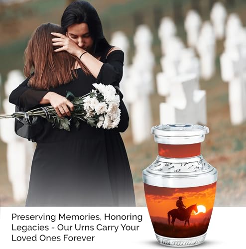 Image of Cowboy Urn - Small Urns for Human Ashes - Urns for Human Ashes Adult Female - Urn for Adult Male - Cremation Urns for Burial (3 inch Pack of 2)