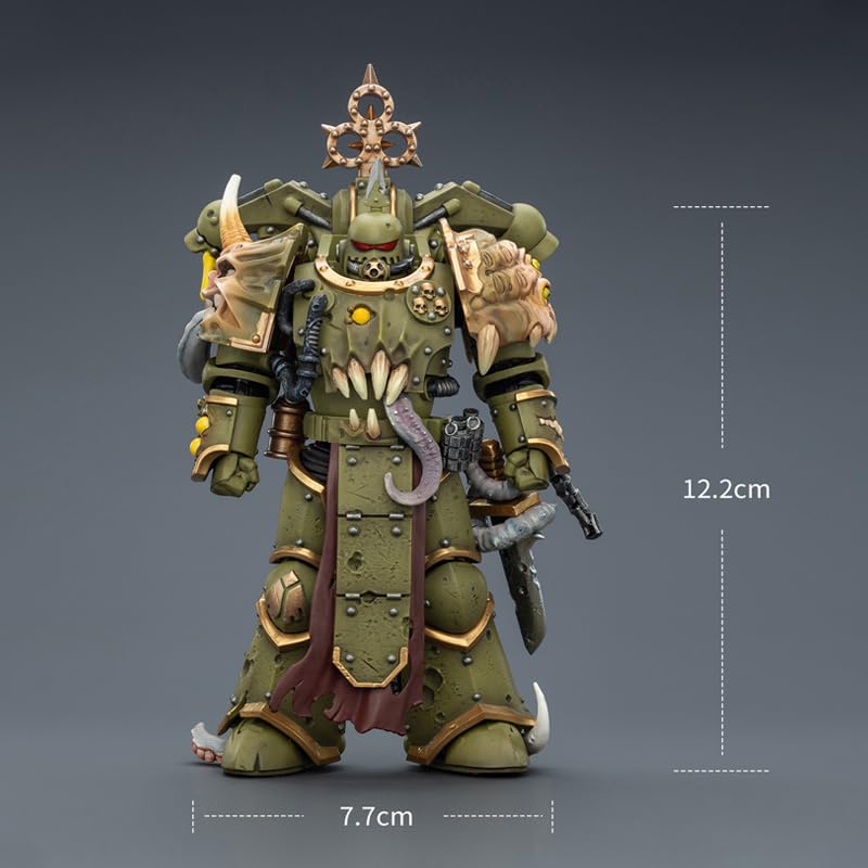Image of JOYTOY Warhammer 40k 1:18 Death Guard Plague Marine with Bubotic Axe and Plague Knife Model Birthday Gifts JT03608