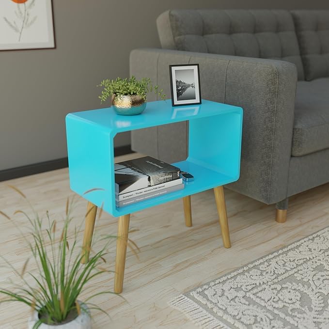 Bookcase Nightstand Side End Table Bedroom/Bed Side Coffee Table Living Room Bedside Small Spaces Magazine Stand with Storage Engineered Wood Modern Furniture (Blue)