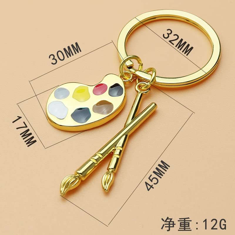 Funny Art Painter Palette Brush Keychain,Draw Artist Paint Pendant, Keychains Brush KeyRing Gift For Teacher