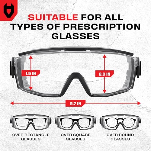 Image of NoCry Clear Safety Goggles Over Glasses - for Men & Women With Gasket, UV380, Anti Fog Panoramic Vented Lenses - ANSI Z87.1 Eye Protection For Construction, Dust And Lab Goggles Adult