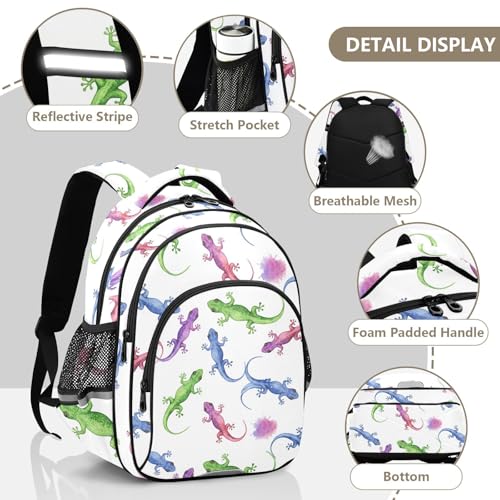 Emelivor Lizards Watercolor Kids Backpack School Backpacks Toddler Backpack Bookbag Book Bag for Boys Girls,S 5