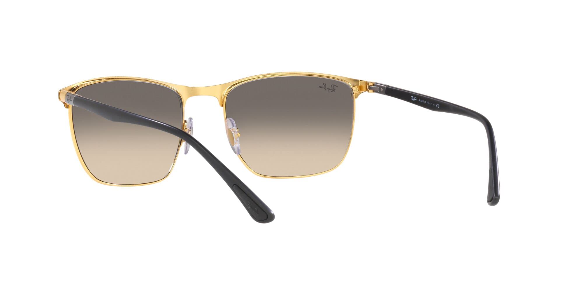 Ray-Ban RB3686 kwadratowe okulary przeciwsłoneczne - 57 mm, Czarny na złotym/przezroczysty gradient szary, 57 mm