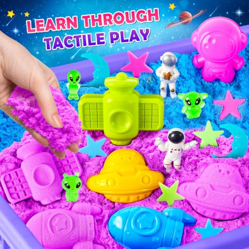 Image of Sensory Bin Space Kit with Sensory Sand | Play Sand, Pretend Play Beach Toy, Sandbox for Girls and Boys