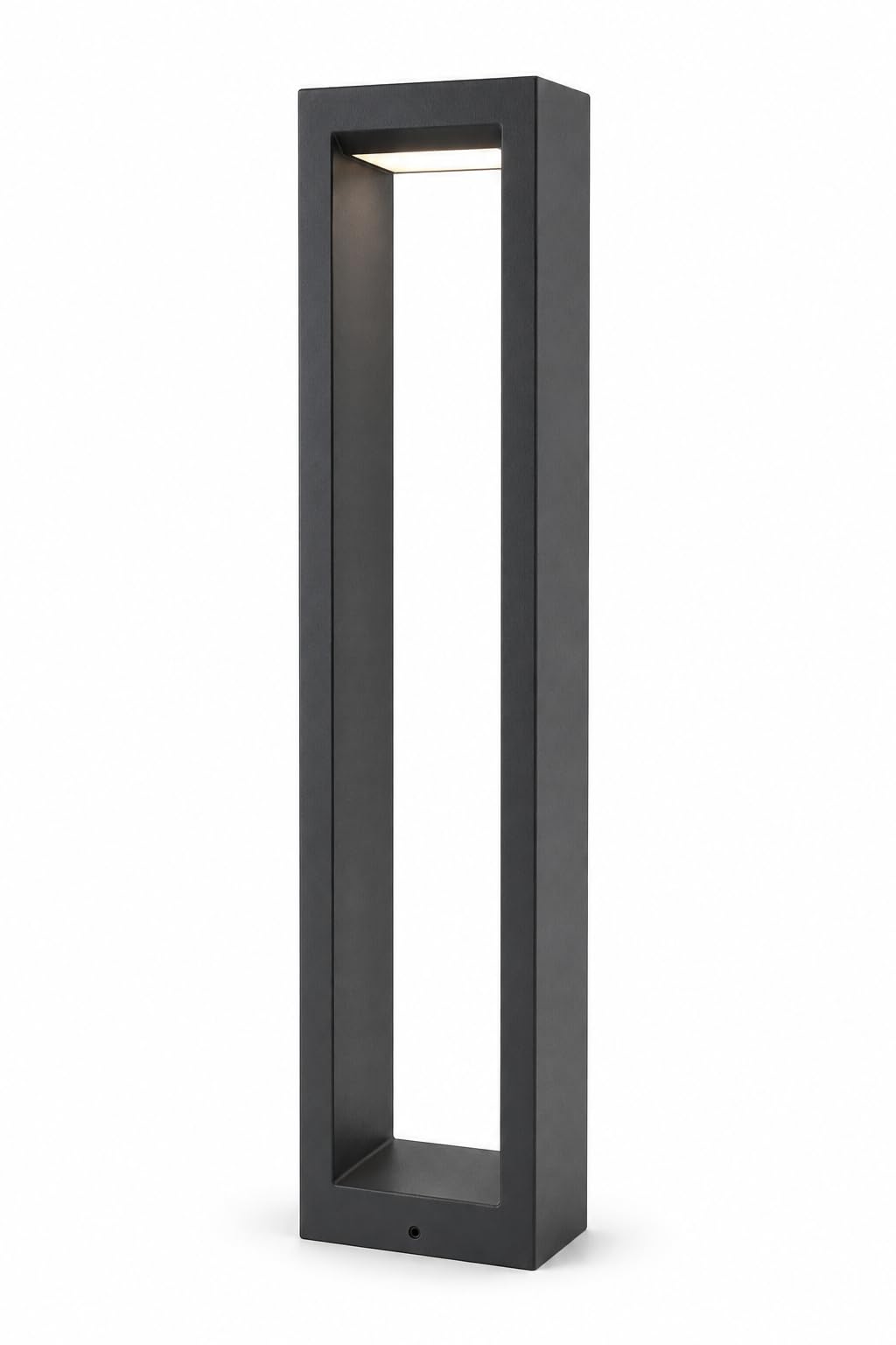 Outdoor LED Bollard Path Light, Modern Black Rectangular Post Lamp.-image-30