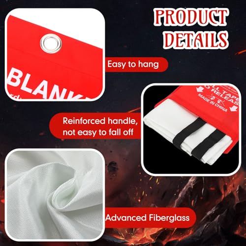 Image of 8 Pack Fire Blanket Fiberglass Fire Emergency Blanket 59 x 59 Inch Flame Retardant Fire Suppression Blanket Fireproof Emergency Survival Fire Blanket for Home Kitchen Car Office Warehouse