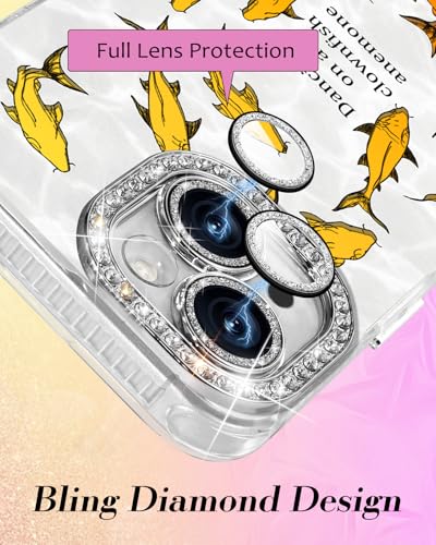 Toycamp for iPhone 14 Plus Case - Aesthetic Cute Fish Group 14Plus Phone Case with Diamond Bling Lens Protector Laser Glitter Holographic Y2K i Phone 14 Plus Cover for Women Girls - image 3