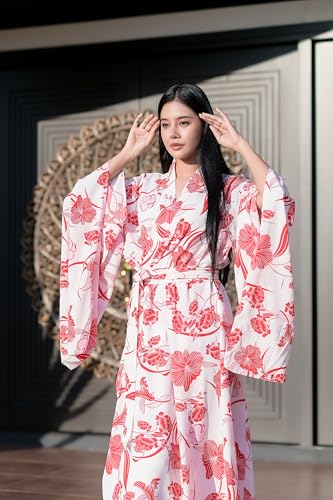 Image of Na'Rak Women's Kimono Robe, Full-Wrap Yukata Style Long Soft Loungewear Luxury Dressing Gown