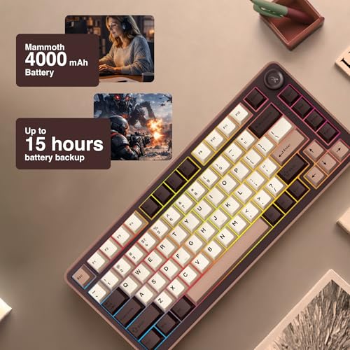 Image of FINGERS Lethal-GK1 Mechanical RGB Gaming Keyboard with Multi-Function Knob | Connect up to 5 devices using Bluetooth, 2.4GHz wireless or Type-C wired modes and switch between work and gaming with ease