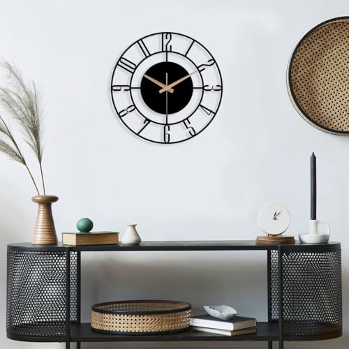 Image of AVVIC MART Stylish Metal Analog Wall Clock for Living Room, Bedroom, Office, Kitchen, Home and Hall | Antique Fancy Big Size Modern Wall Watch for Home Decor (Style-1, 50CM)