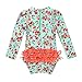 FEESHOW Baby Girls Floral One Piece Long Sleeve Rash Guard Swimsuit Shirt with Ruffle Bloomers Swim Briefs Set Light Green 18-24 Months