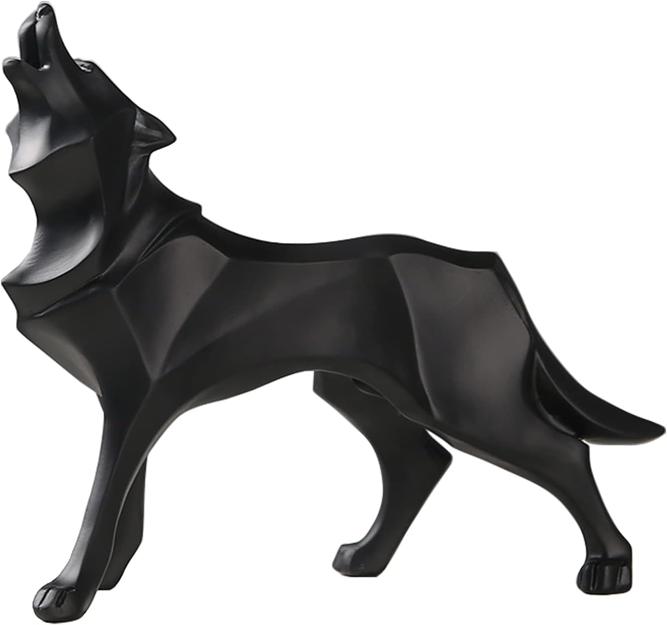 Abstract Geometric Wolf Sculpture Animal Statue Art Figurine Home Decorations for Living Room Book Shelves TV Bar Cabinets Desk Decor Table Centerpieces Ornaments (Wolf, Black)