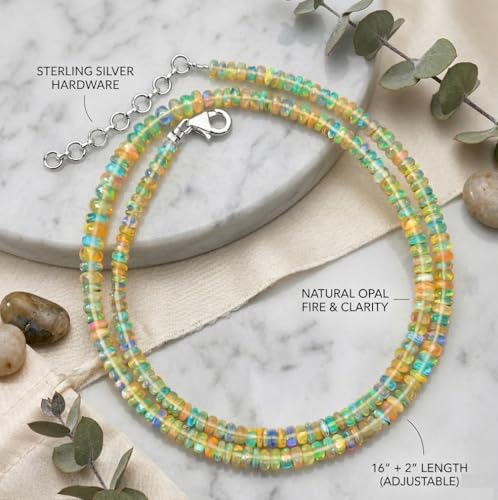 Image of Natural Rainbow Gemstone Beaded Necklace for Women | Healing Crystal Stone Jewelry | Handmade Trendy Necklace Gift for Women & Girls