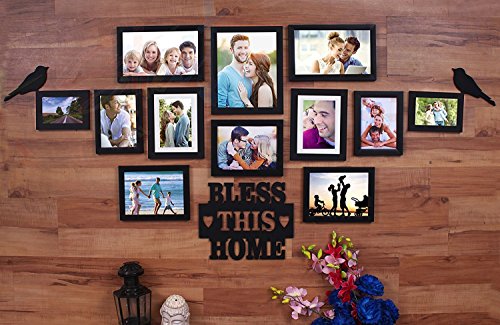 Image of Art Street - Bless This Home Set Of 12 Individual Photo Frame Frames (Mix Size) With Mdf Plaque