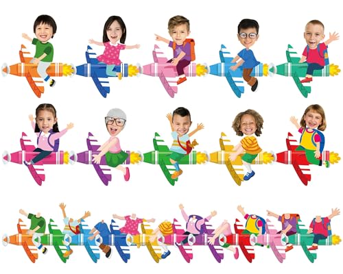 Image of gisgfim 80Pcs Crayon Cutouts Back to School Decoration Bulletin Board Colorful Crayon Airplane Paper Cut-Out Classroom Decor for Boy Girl DIY Craft Photo Wall Kindergarten Preschool Party Favor Supply