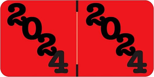 Doctor Stuff - Calcomanías del año 2024, serie compatible con Jeter, etiquetas de año de color rojonegro para carpetas de archivos con pestañas