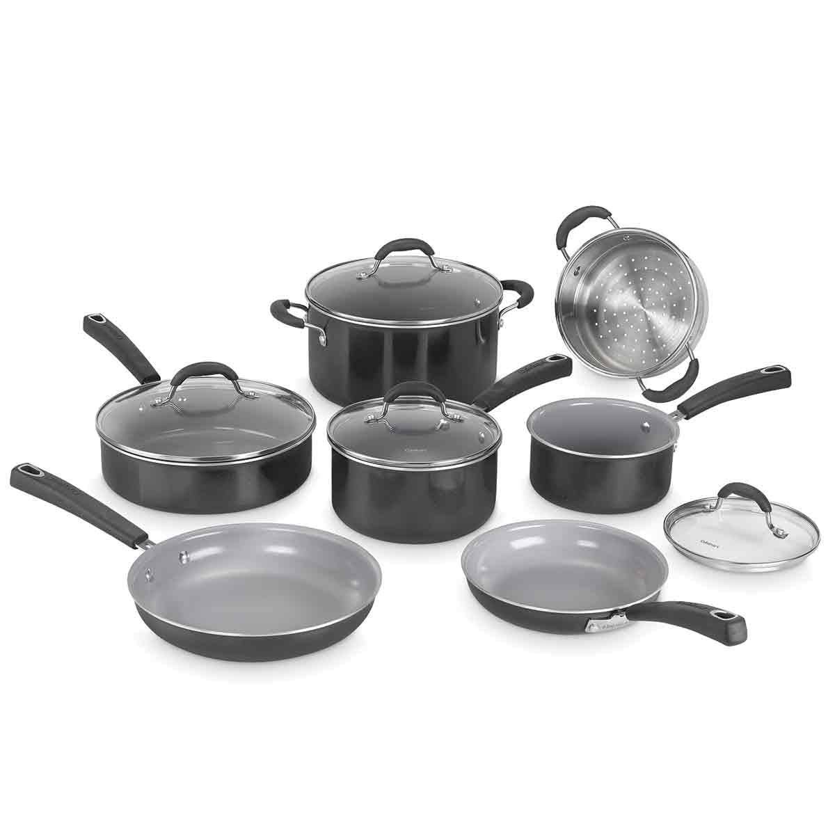 Cuisinart Ceramica XT Antihaft-Kochgeschirr-Set | 11-teilig: Stielkasserollen, Bratpfannen, Suppentopf, Sauteuse, Dämpfeinsatz | Keramikbeschichtung mit Titanverstärkung | Frei von PTFE, PFOA & PFAS