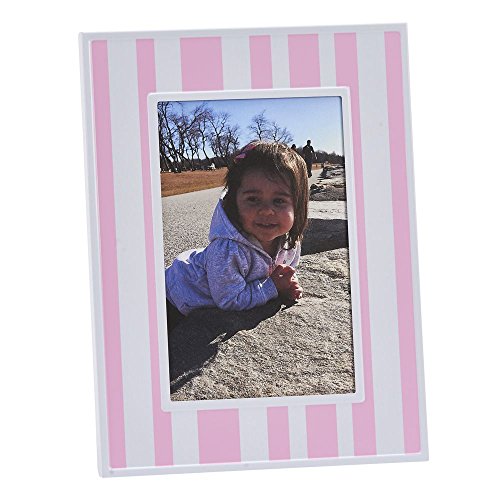 Creative Gifts International Pink And White Striped Desktop Picture Frame, Back Kickstand, 4X6 Photo Slot, Gifts Box Included #TOP1