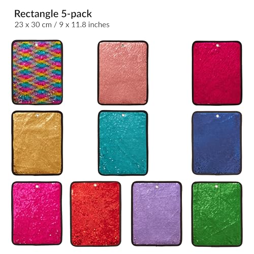 Image of ODOXIA 10-Pack Sequin Fabric Mats | Sensory Wall | Reversible Tiles for Kids | Flip Toy