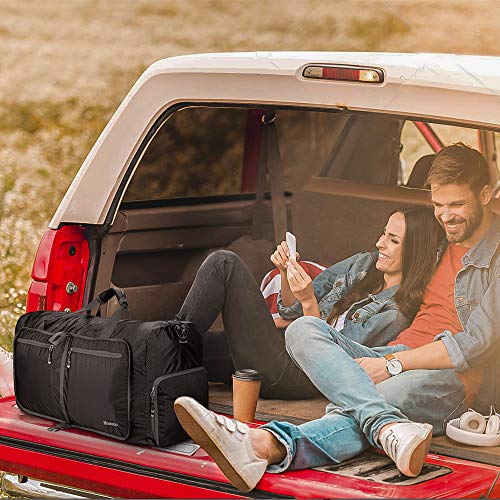 80L Duffle Bag Foldable Lightweight Cargo Duffel Bag for Camping,Gym Bag for Men and Women (Black)