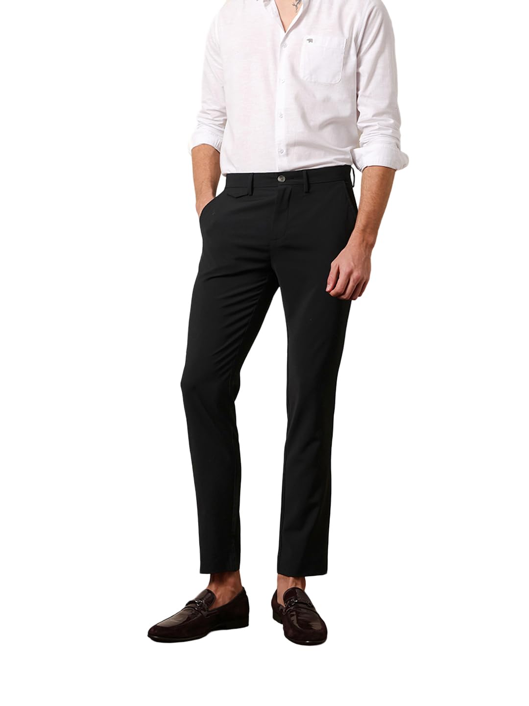 the bear house Men Solid Slim Fit Formal Trouser Black-picture-28