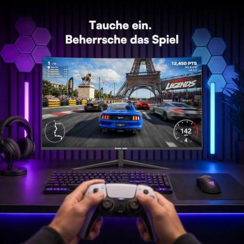 Great voell 27 Zoll Curved Gaming Monitor, QHD 2560 x 1440, 165Hz – Ansicht 6