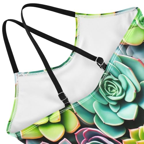 Girl Bathing Suits 3-10 Y Beach Swimwear, Succulent Plants Colorful4