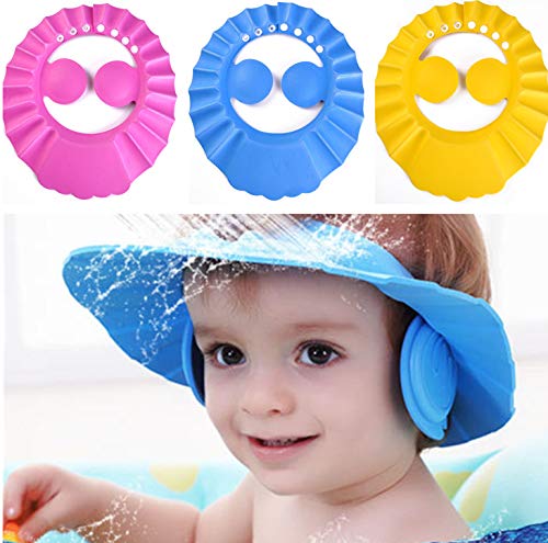 SUNTRADE 3Pcs Cute Baby Kids Adjustable Shampoo Bath Bathing Shower Cap Hat Wash