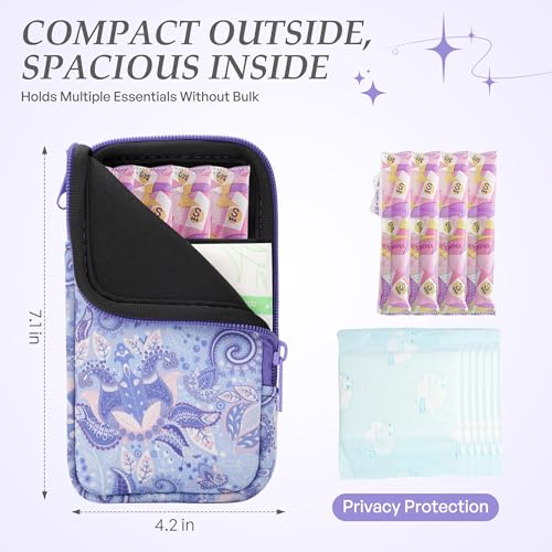 Image of KJQJLY 2 Pack Portable Tampon Organizer Bag Tampon Holder & Storage Case with Zipper for Travel, Discreet Period Bag for Purse, Waterproof Feminine Products Pouch for Women (Paisley)