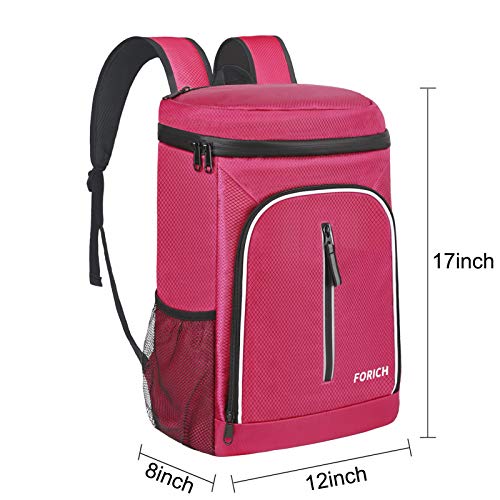 Image of FORICH Soft Cooler Backpack, 30L Capacity, Rose Red, Polyester, Suitable for Outdoor Activities