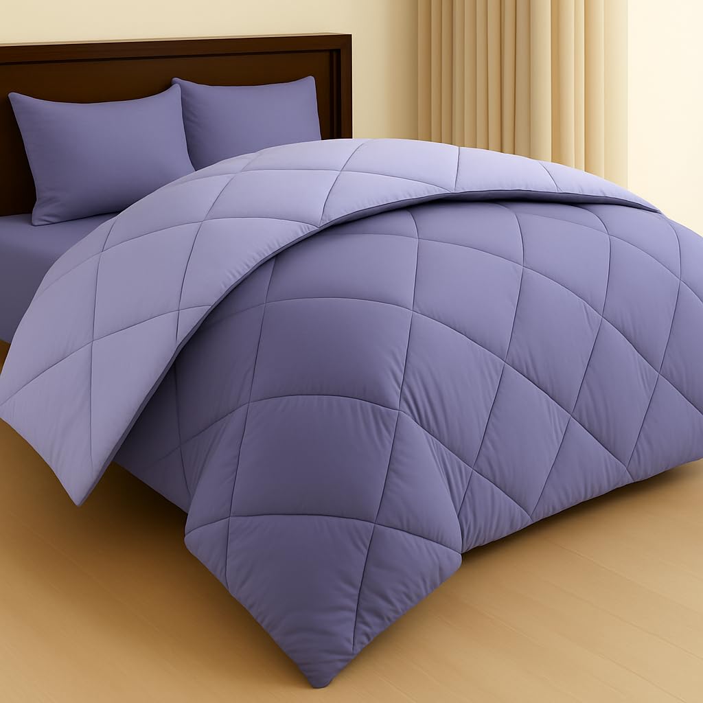 BSB HOME Reversible Comforter 220 GSM Microfiber Reversible AC Comforter/Blanket for Winter/Quilt/Duvets for King Size Double Bed Comforter (90 * 100, Color - Lavender)| TC - 220